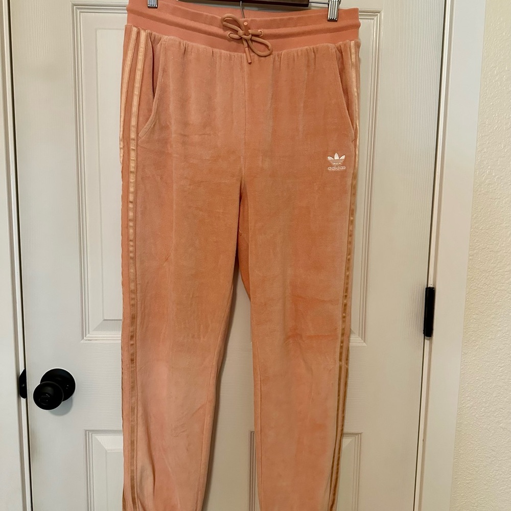 Adidas Peach Velour Jogger Pants